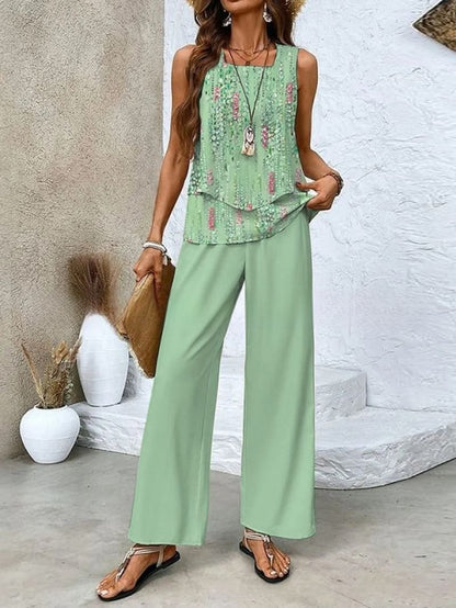 Sleeveless Double Vest Pants Suit