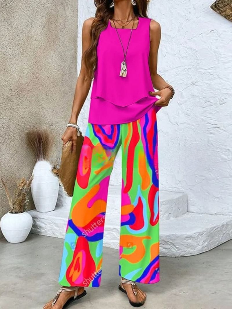 Sleeveless Double Vest Pants Suit