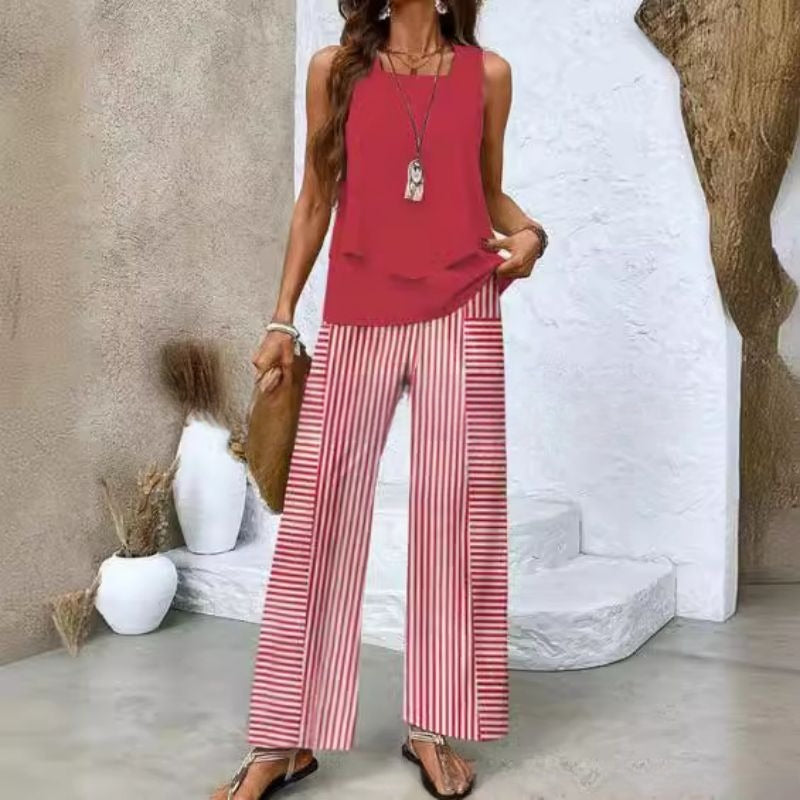 Sleeveless Double Vest Pants Suit