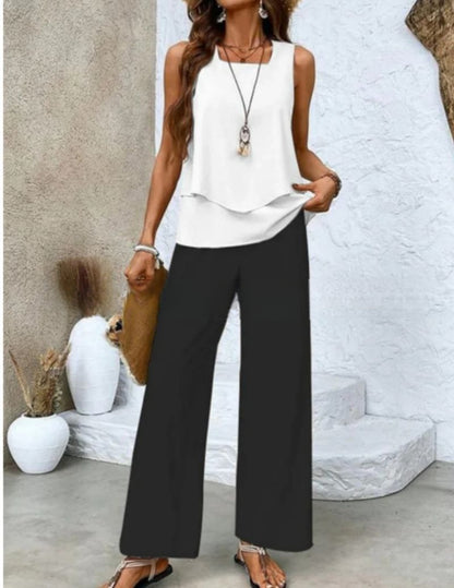 Sleeveless Double Vest Pants Suit