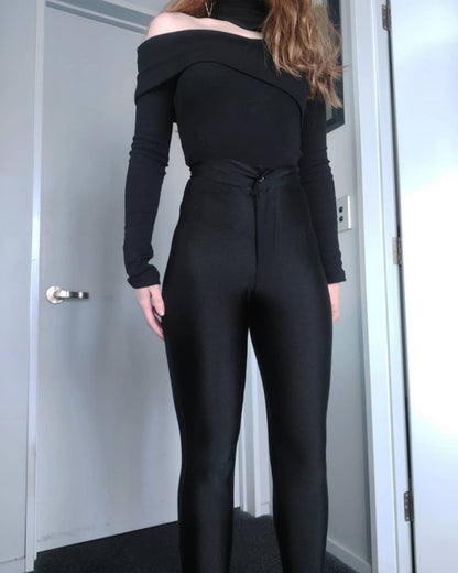 One-Shoulder Cut-Out Long-Sleeve Top