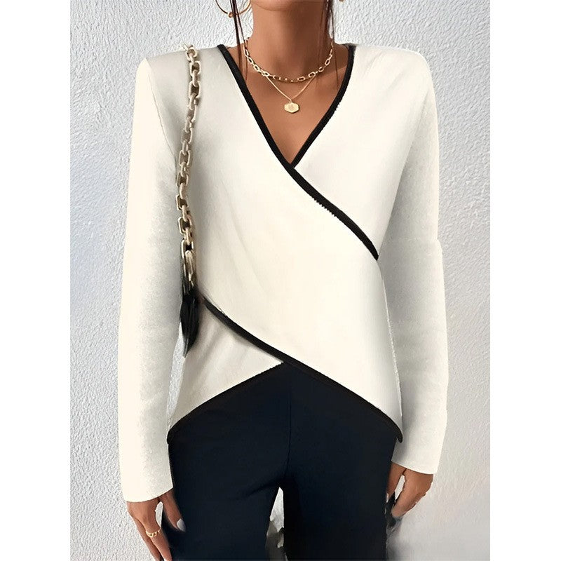 Solid Cross-Hem Blouse