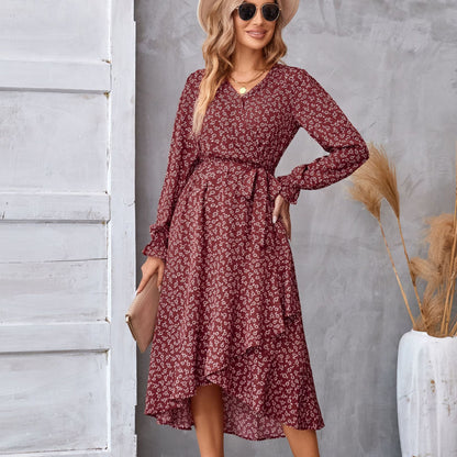 Printed Midi Long Sleeve Dress