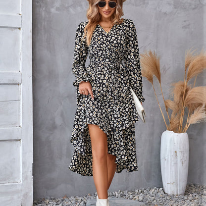 Printed Midi Long Sleeve Dress