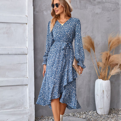 Printed Midi Long Sleeve Dress